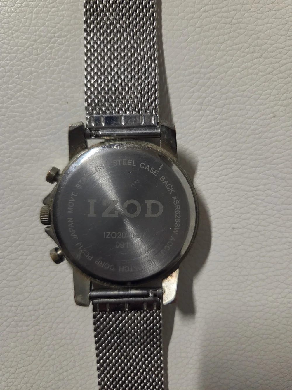 IZOD Men's S. Steel Mesh Watch Navy Face Quartz Movement 46 mm water resistant